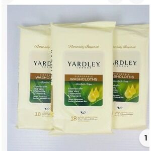 6 Packs Yardley London 18 Ct 12x8 Disposable Washcloths Aloe Chamomile